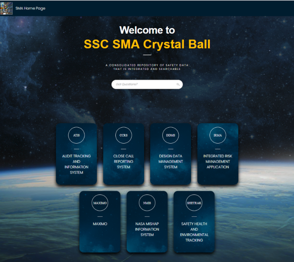 Dashboard Image of the SSC’s SMA Crystal Ball